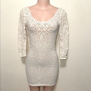 bebe bodycon dress nude undertone ivory top woman size M/L nice material thick